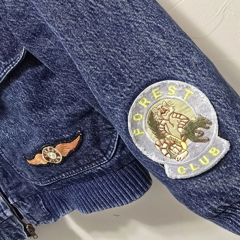 Forest Club Vintage‎ Denim Military Jacket Large